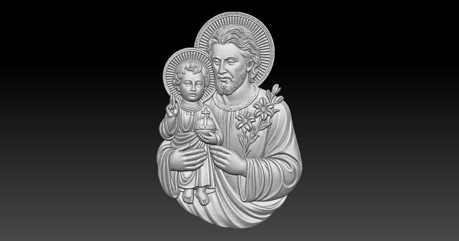 Saint Joseph with baby Jesus 3D print model_8