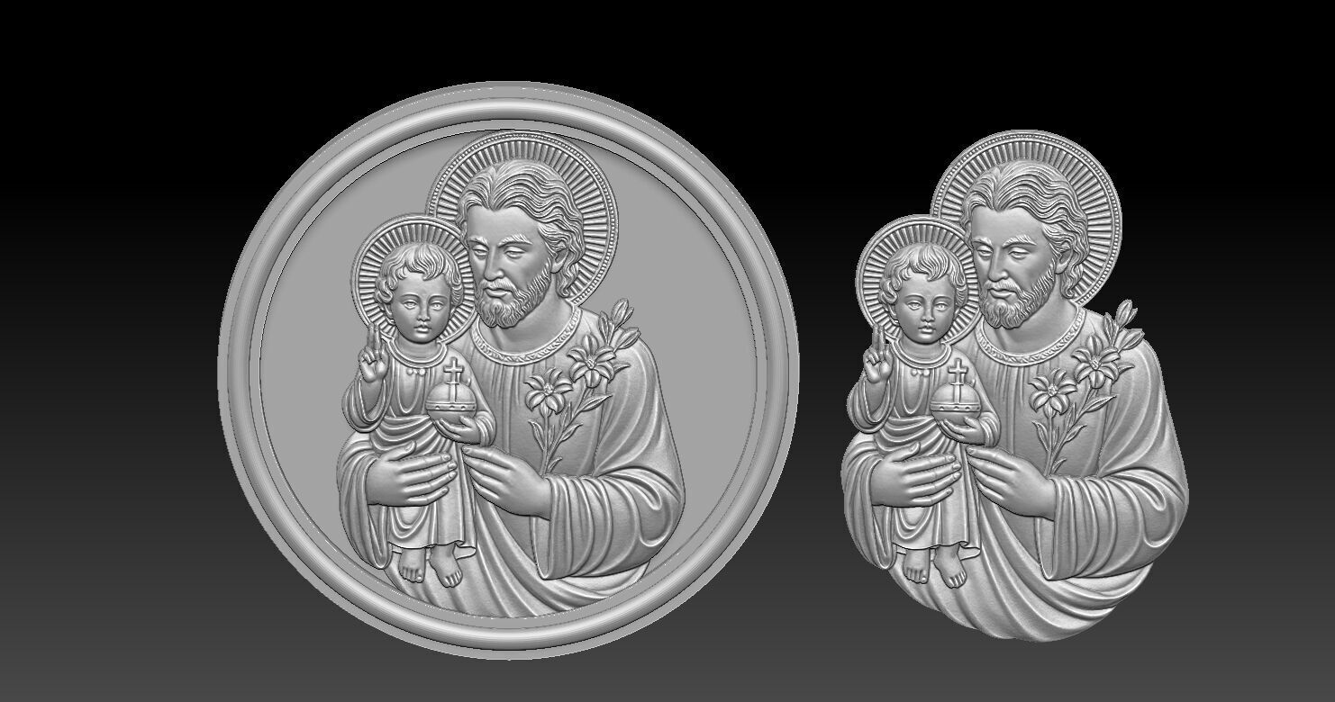 Saint Joseph with baby Jesus 3D print model_15