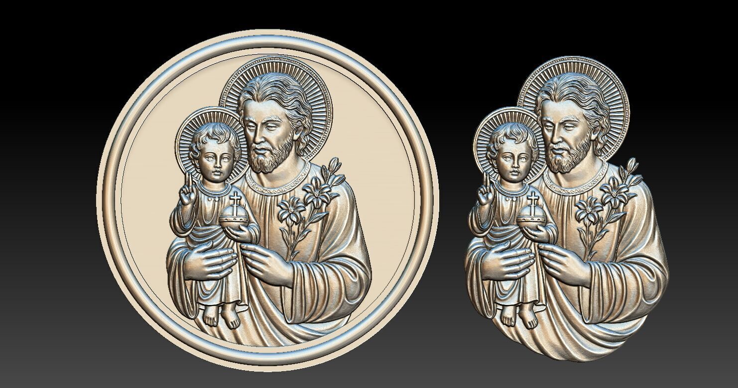 Saint Joseph with baby Jesus 3D print model_14
