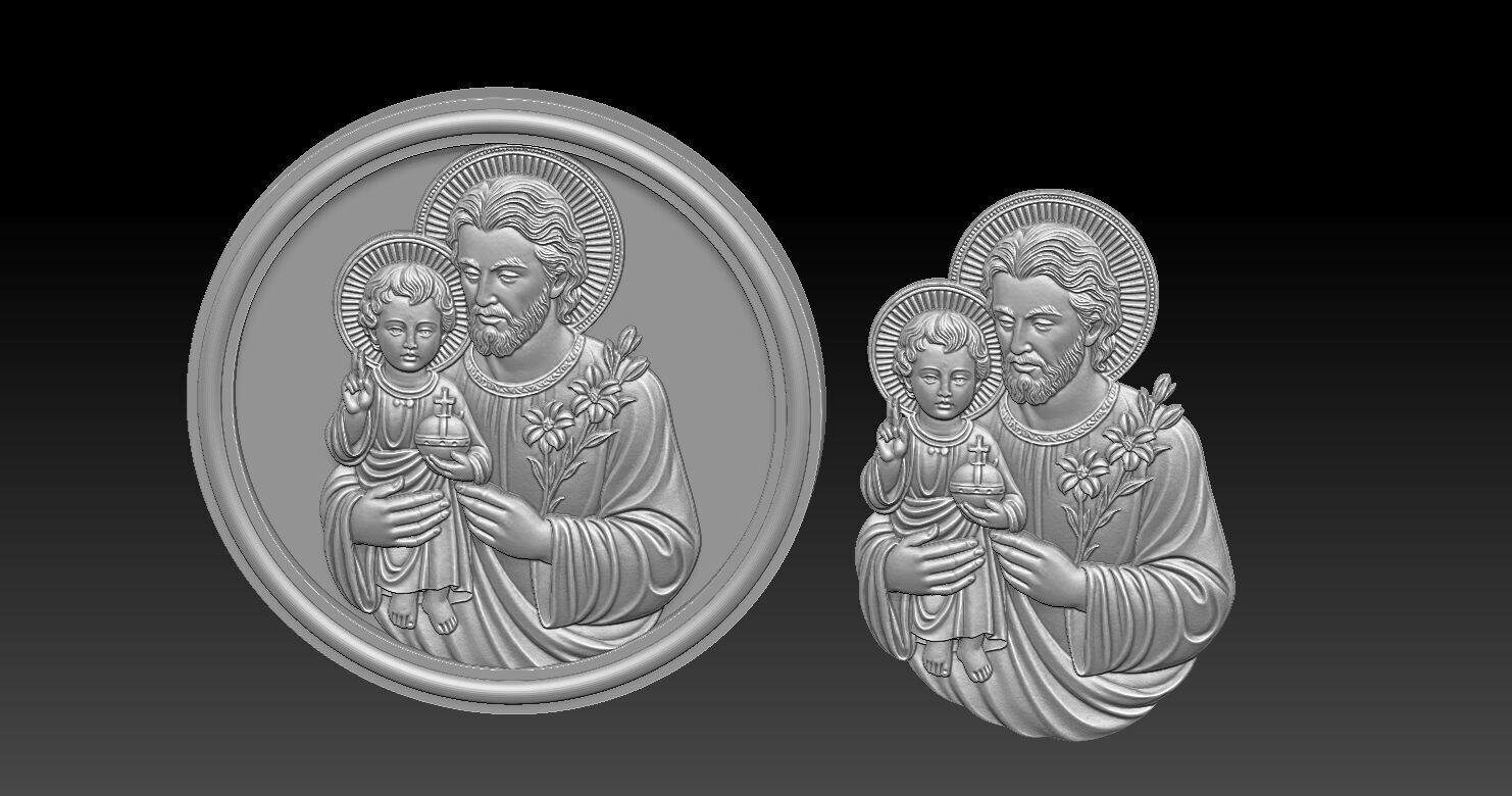 Saint Joseph with baby Jesus 3D print model_9