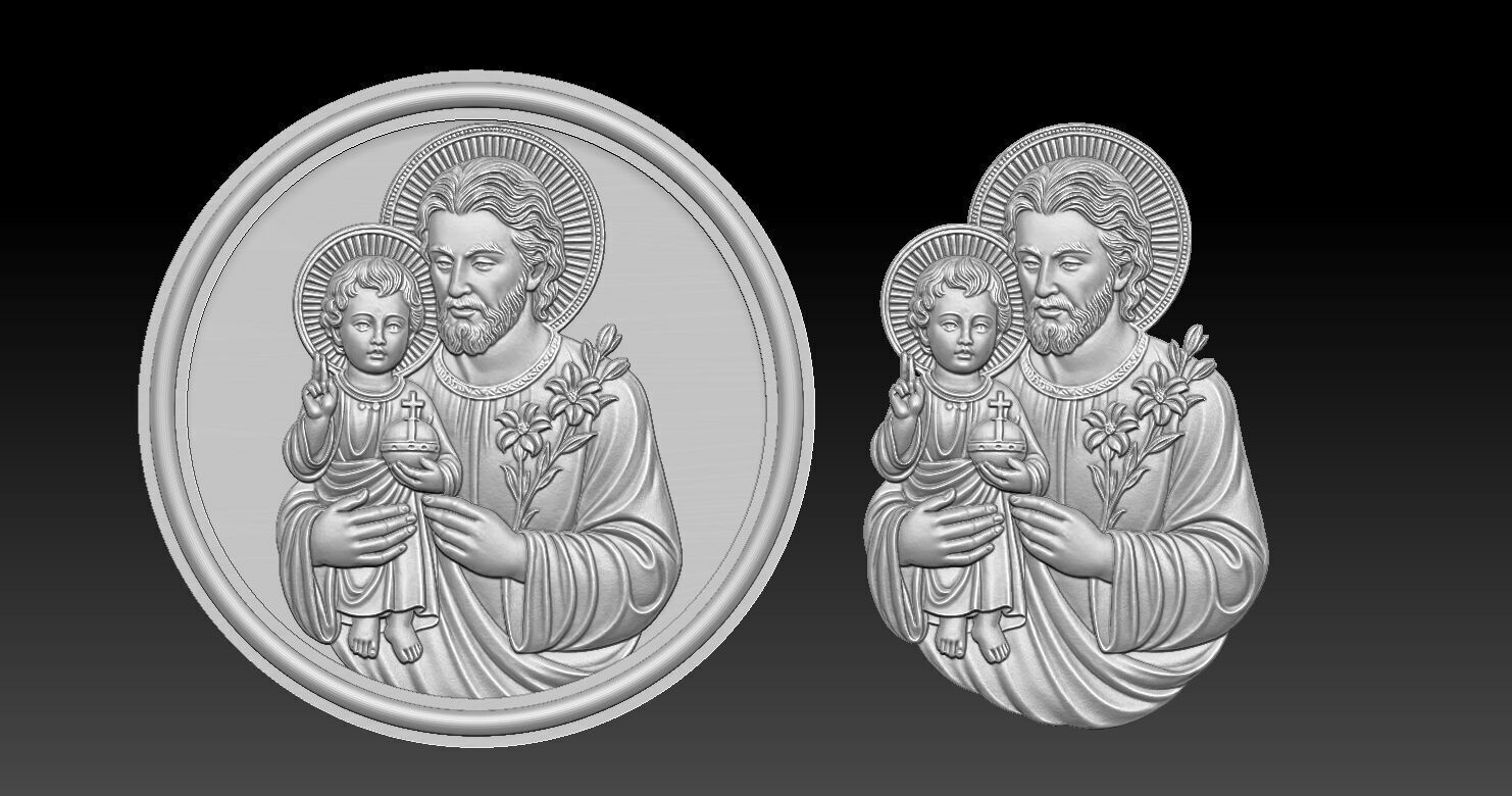 Saint Joseph with baby Jesus 3D print model_12