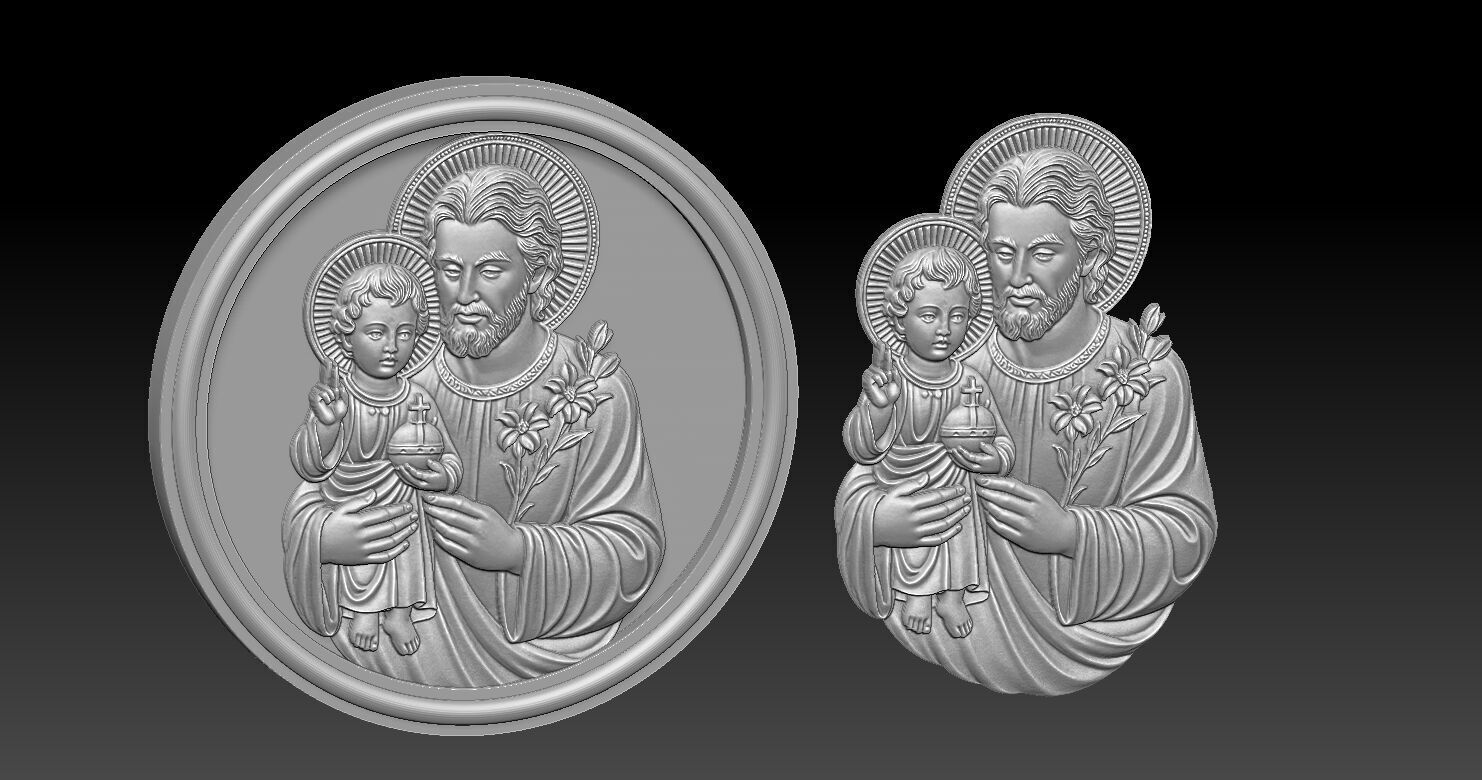 Saint Joseph with baby Jesus 3D print model_13