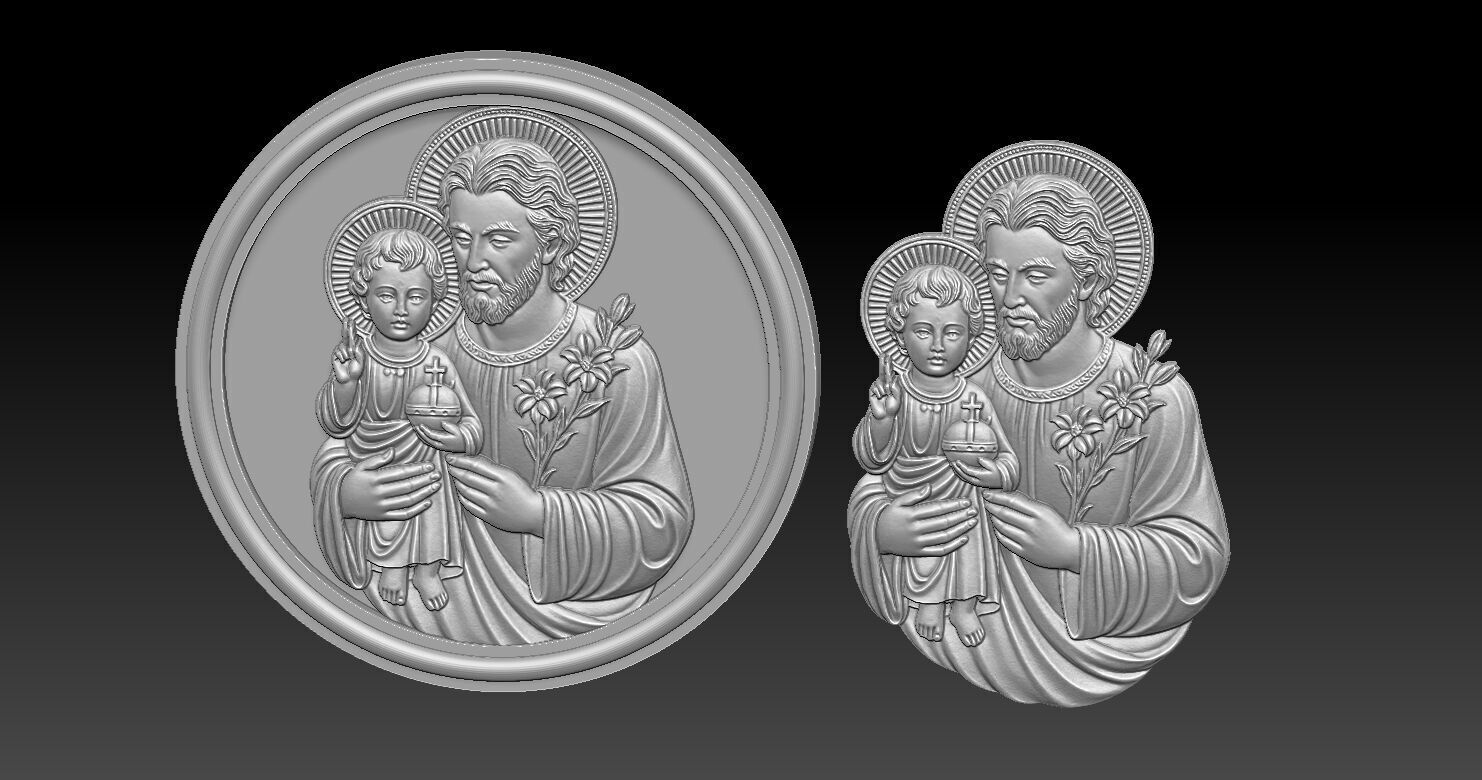 Saint Joseph with baby Jesus 3D print model_10