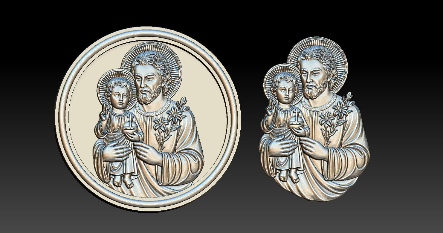 Saint Joseph with baby Jesus 3D print model_20
