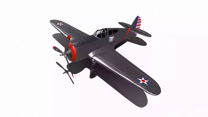 Curtiss P-36 Hawk Low-poly 3D model