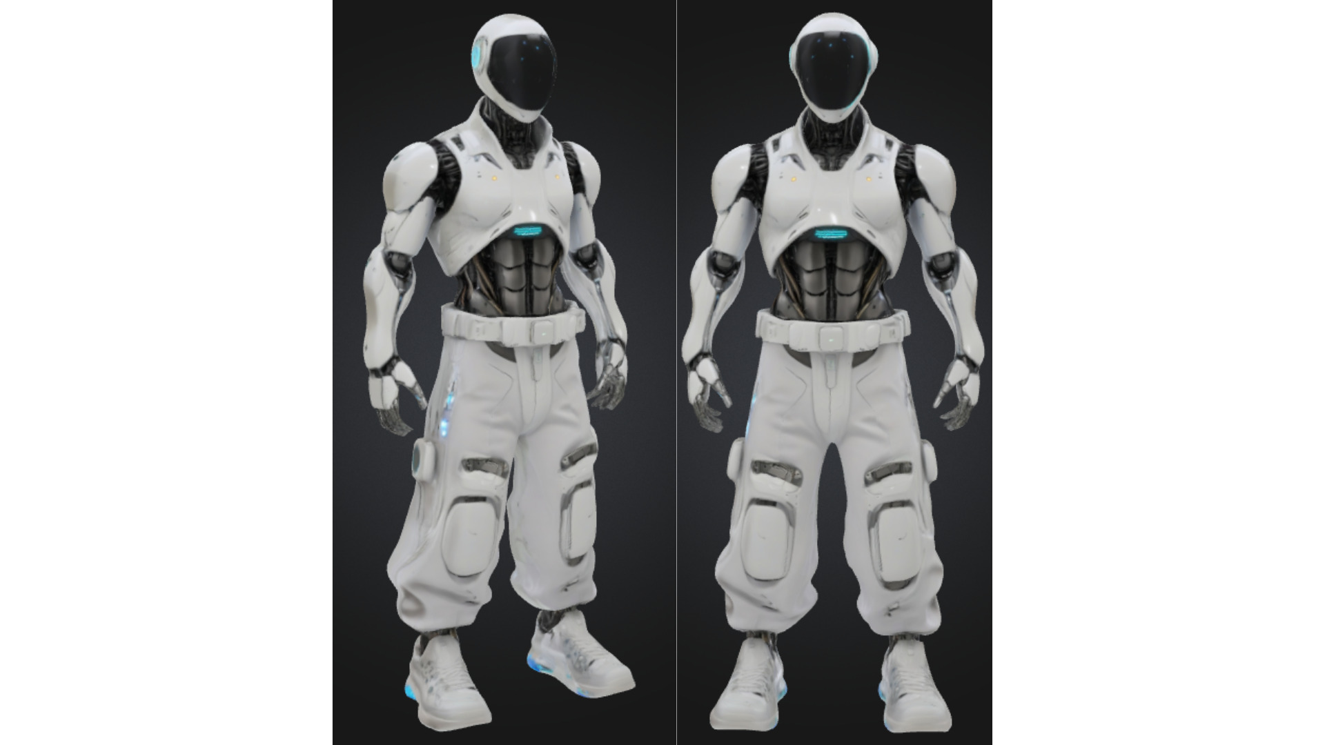 Futuristic Male Robot with Cargo Pants Low-poly 3D model_3