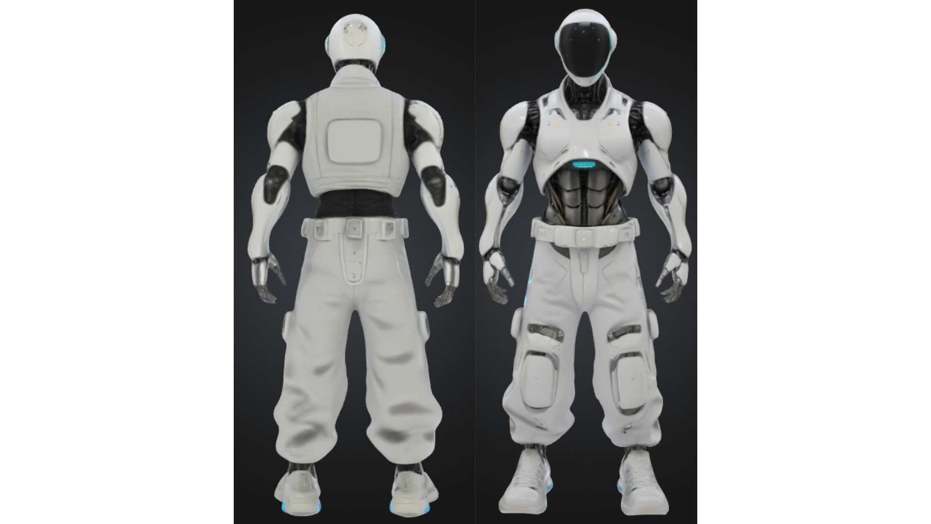 Futuristic Male Robot with Cargo Pants Low-poly 3D model_1