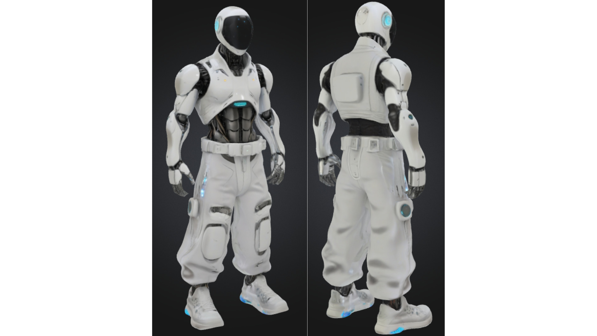 Futuristic Male Robot with Cargo Pants Low-poly 3D model_2