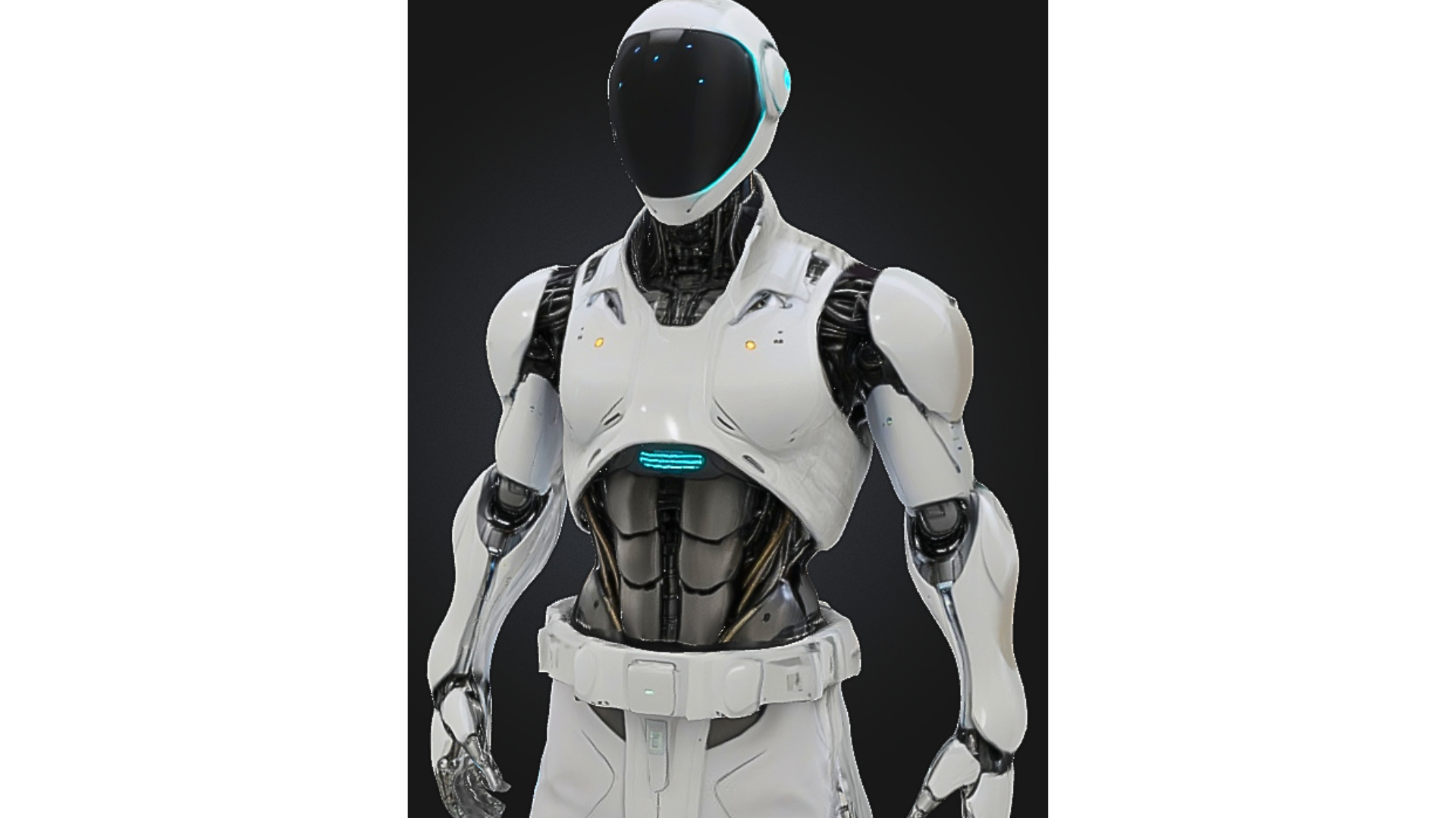 Futuristic Male Robot with Cargo Pants Low-poly 3D model_4