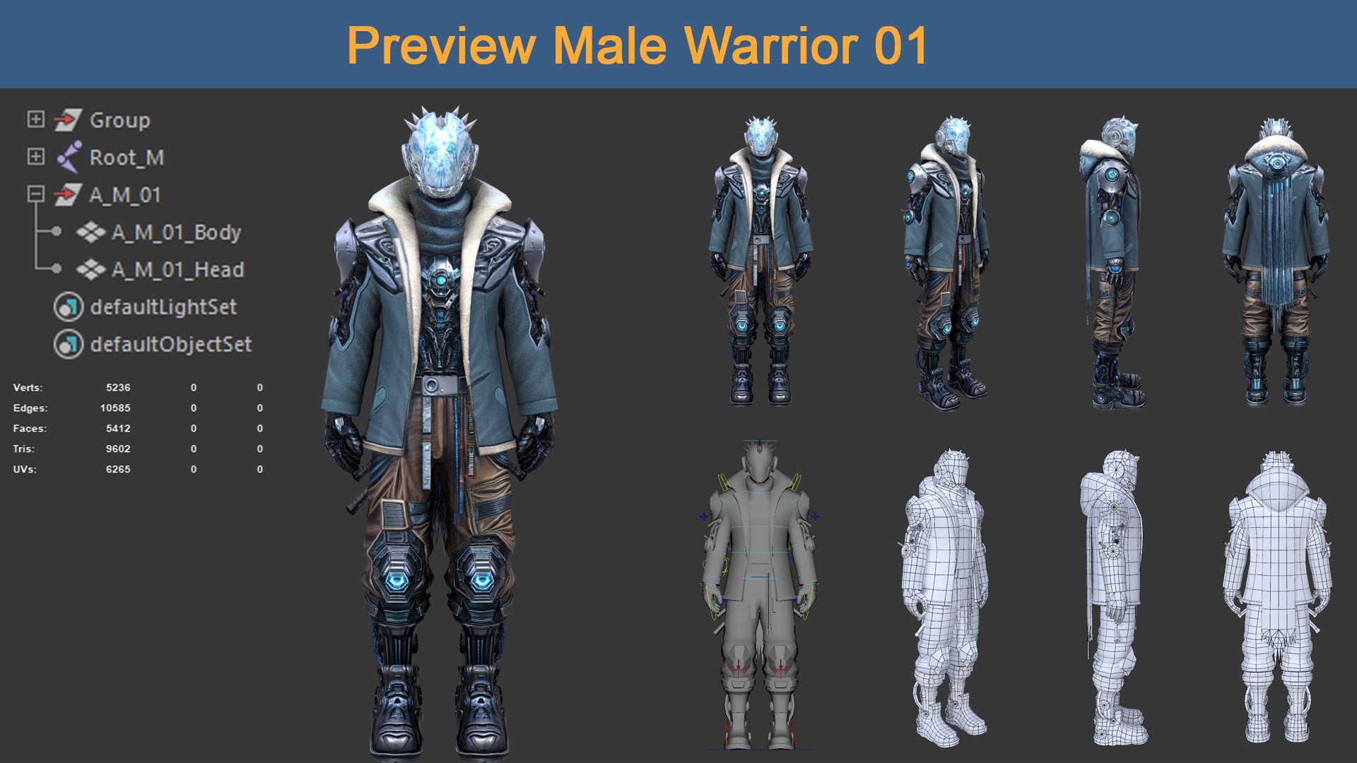 Asset 01 - 04 Model Character Warriors - Ready for game 3D Model Collection_3
