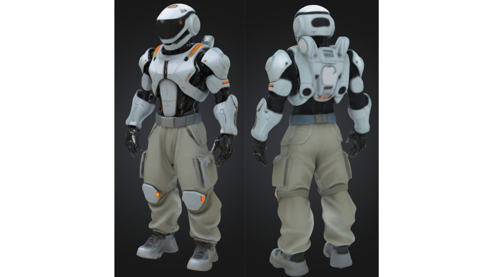 Game-Ready Sci-Fi Android Character Low-poly 3D model_1