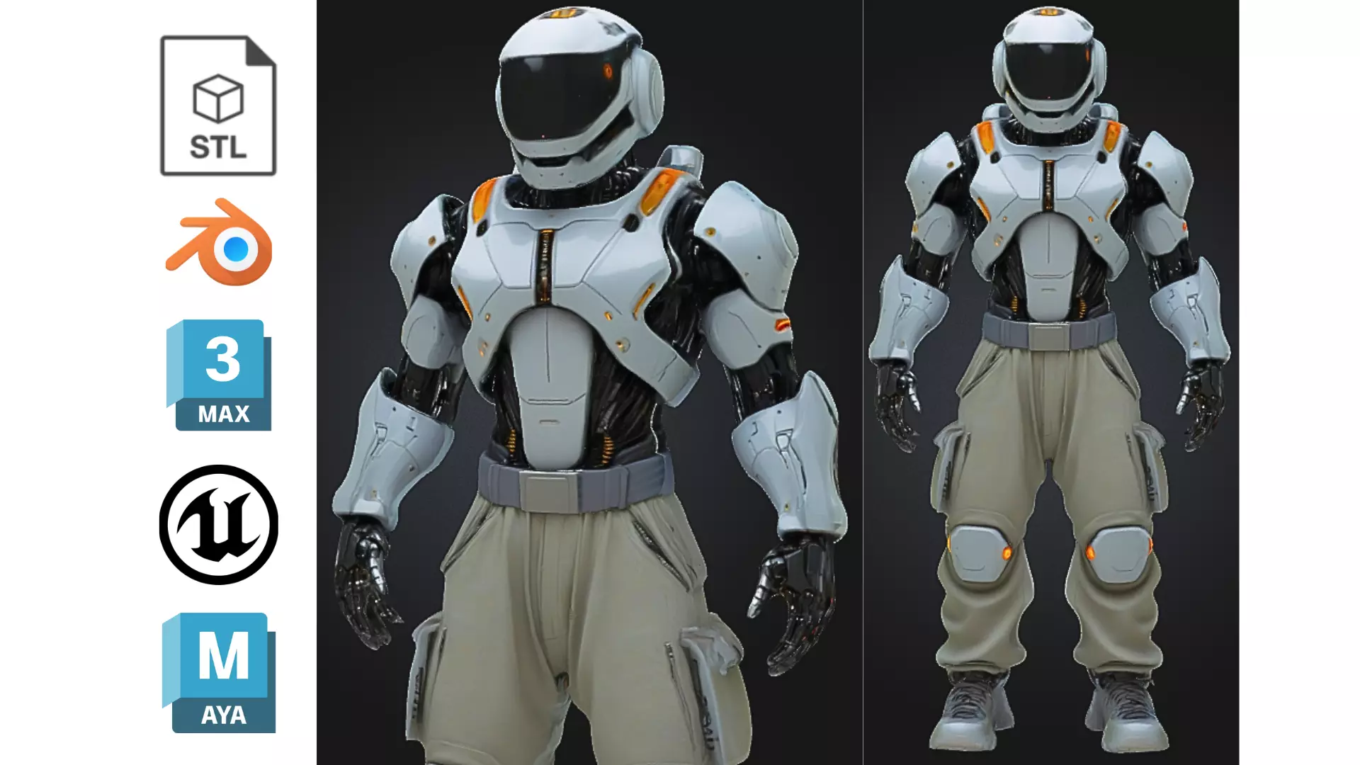 Game-Ready Sci-Fi Android Character Low-poly 3D model_0
