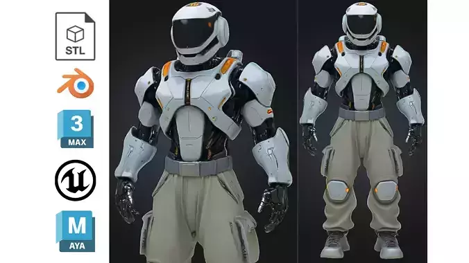 Game-Ready Sci-Fi Android Character Low-poly 3D model