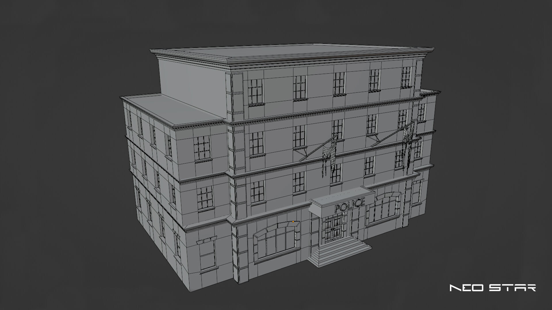 Post Apocalyptic Police Station Low-poly 3D model_10