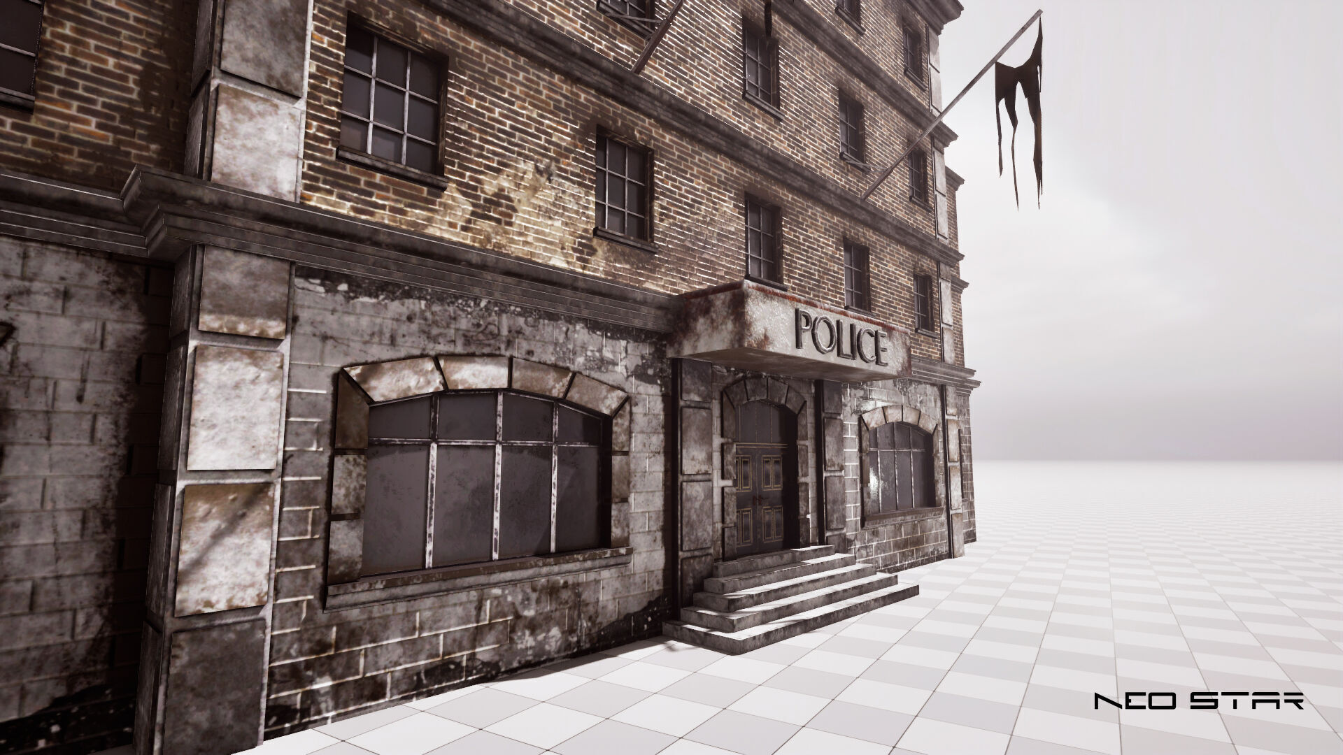 Post Apocalyptic Police Station Low-poly 3D model_9