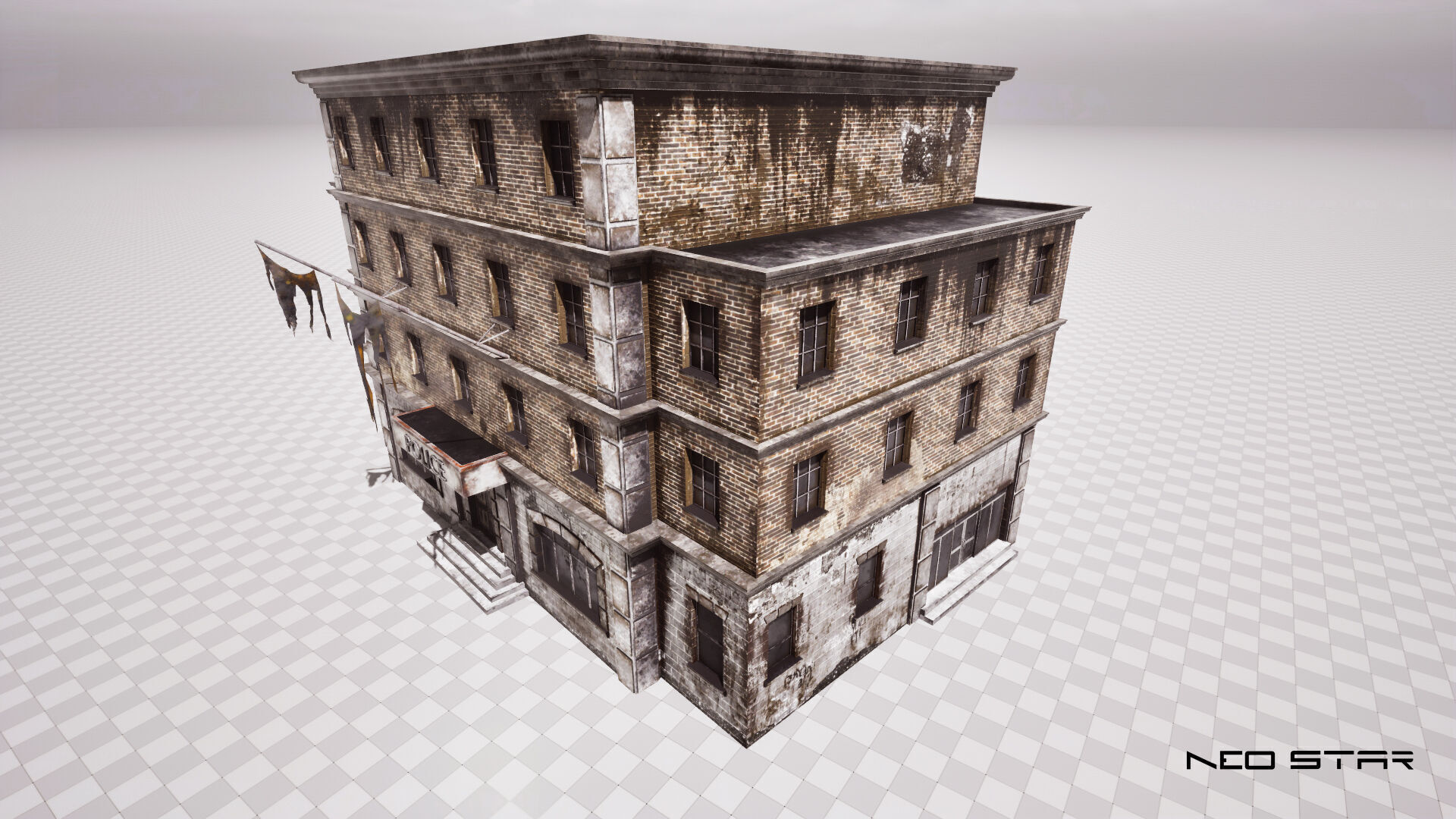 Post Apocalyptic Police Station Low-poly 3D model_3