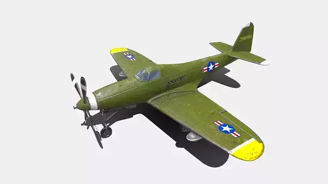 Bell P-63 Kingcobra American Fighter Aircraft Low-poly 3D model