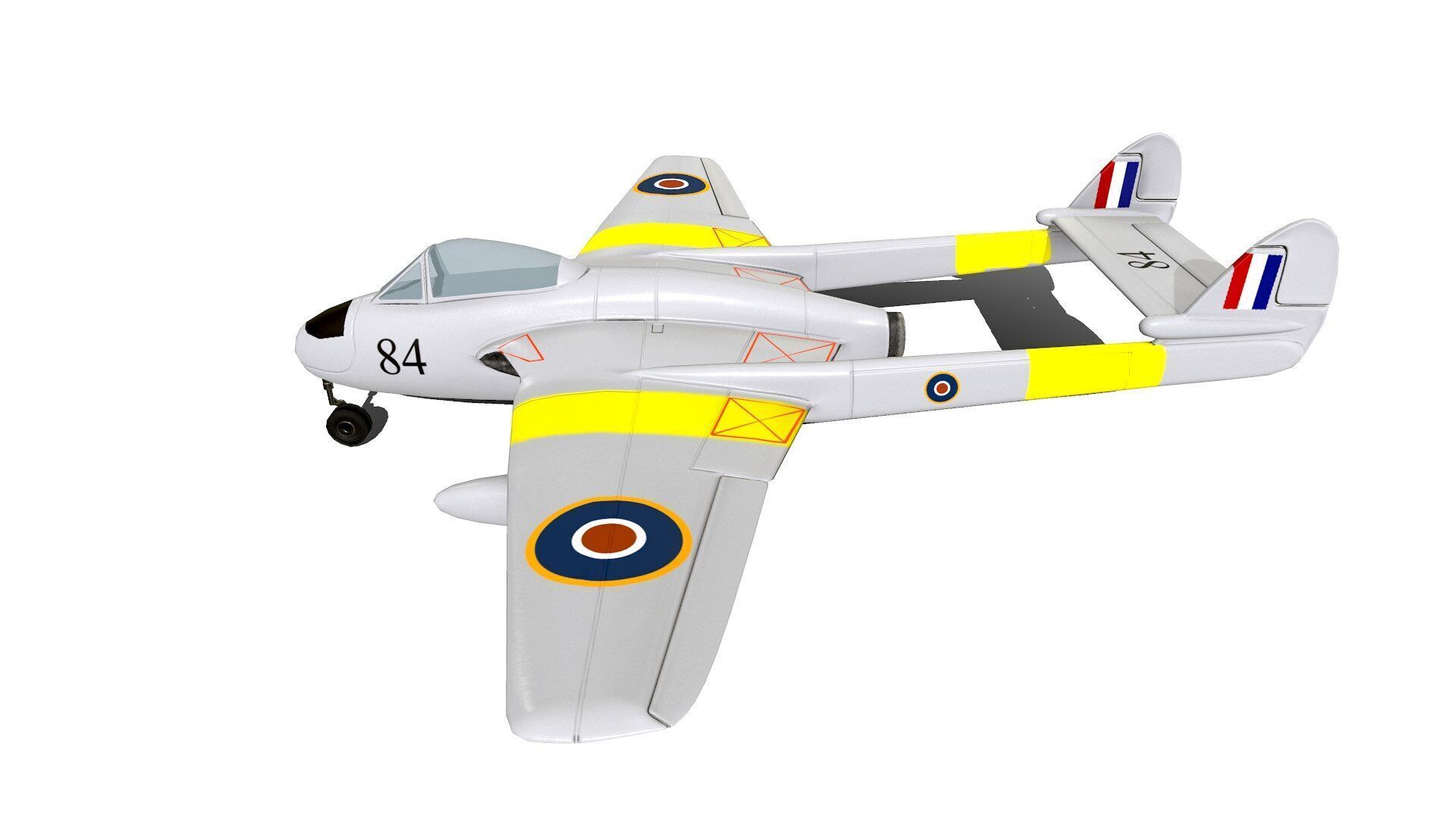 De Havilland Vampire British Fighter Jet Low-poly 3D model_2