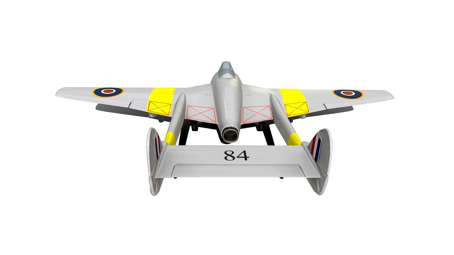 De Havilland Vampire British Fighter Jet Low-poly 3D model_6