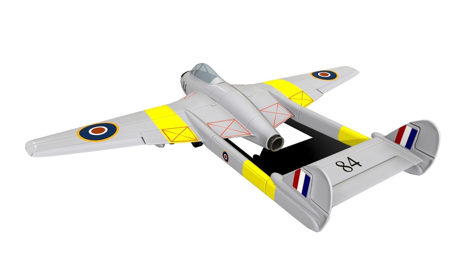 De Havilland Vampire British Fighter Jet Low-poly 3D model_4