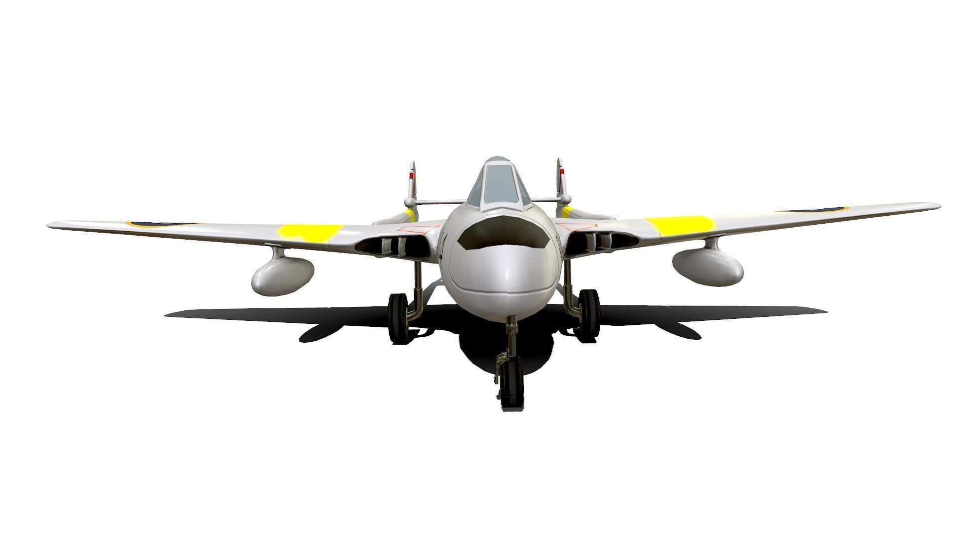 De Havilland Vampire British Fighter Jet Low-poly 3D model_14