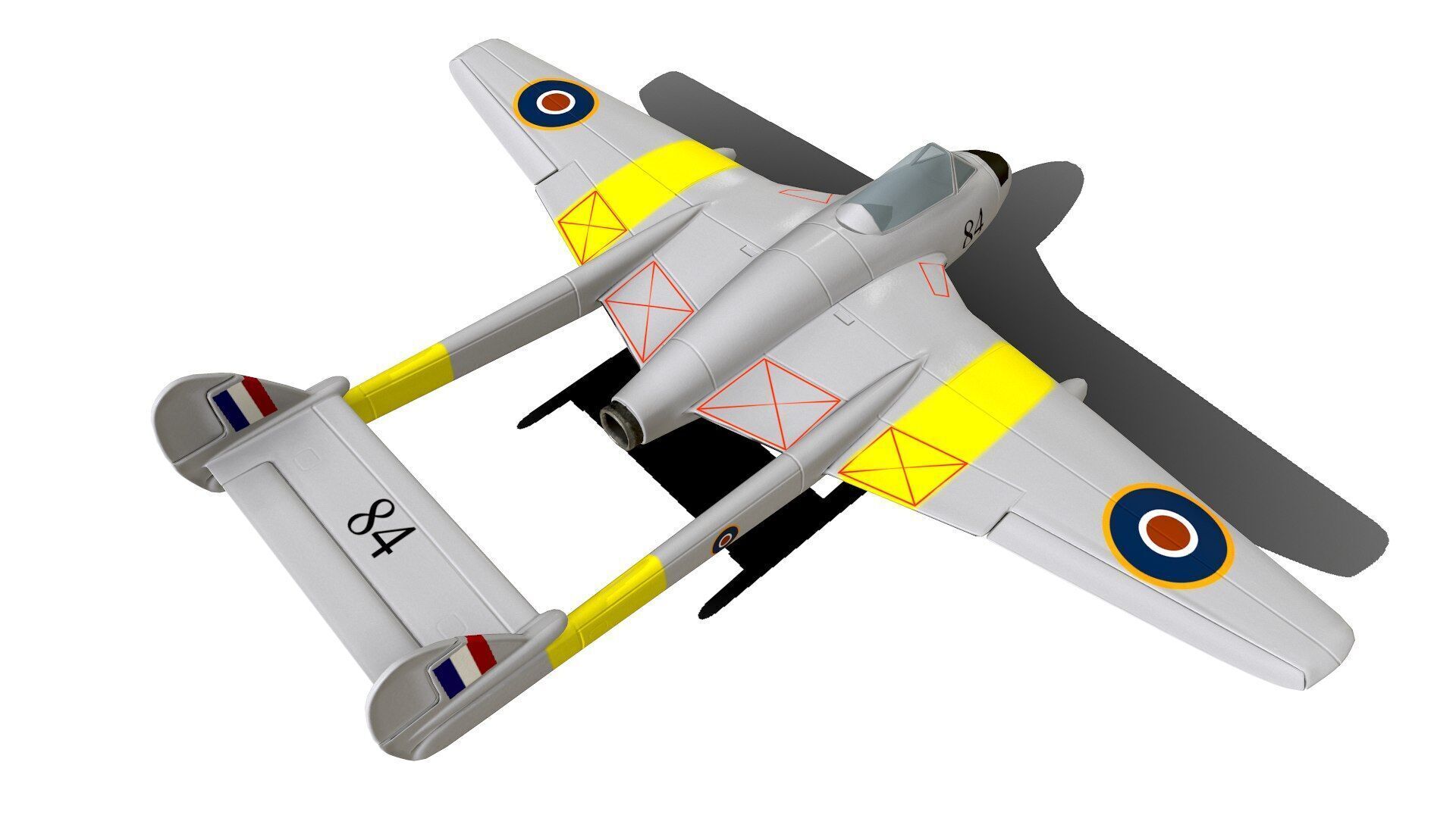De Havilland Vampire British Fighter Jet Low-poly 3D model_9