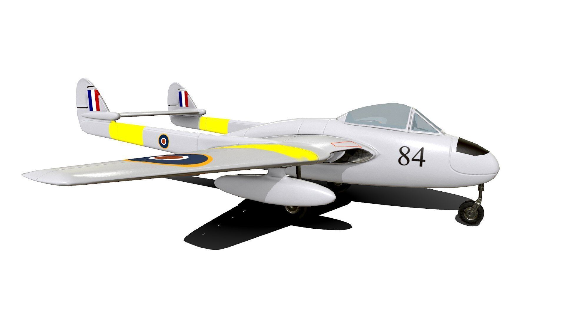 De Havilland Vampire British Fighter Jet Low-poly 3D model_12