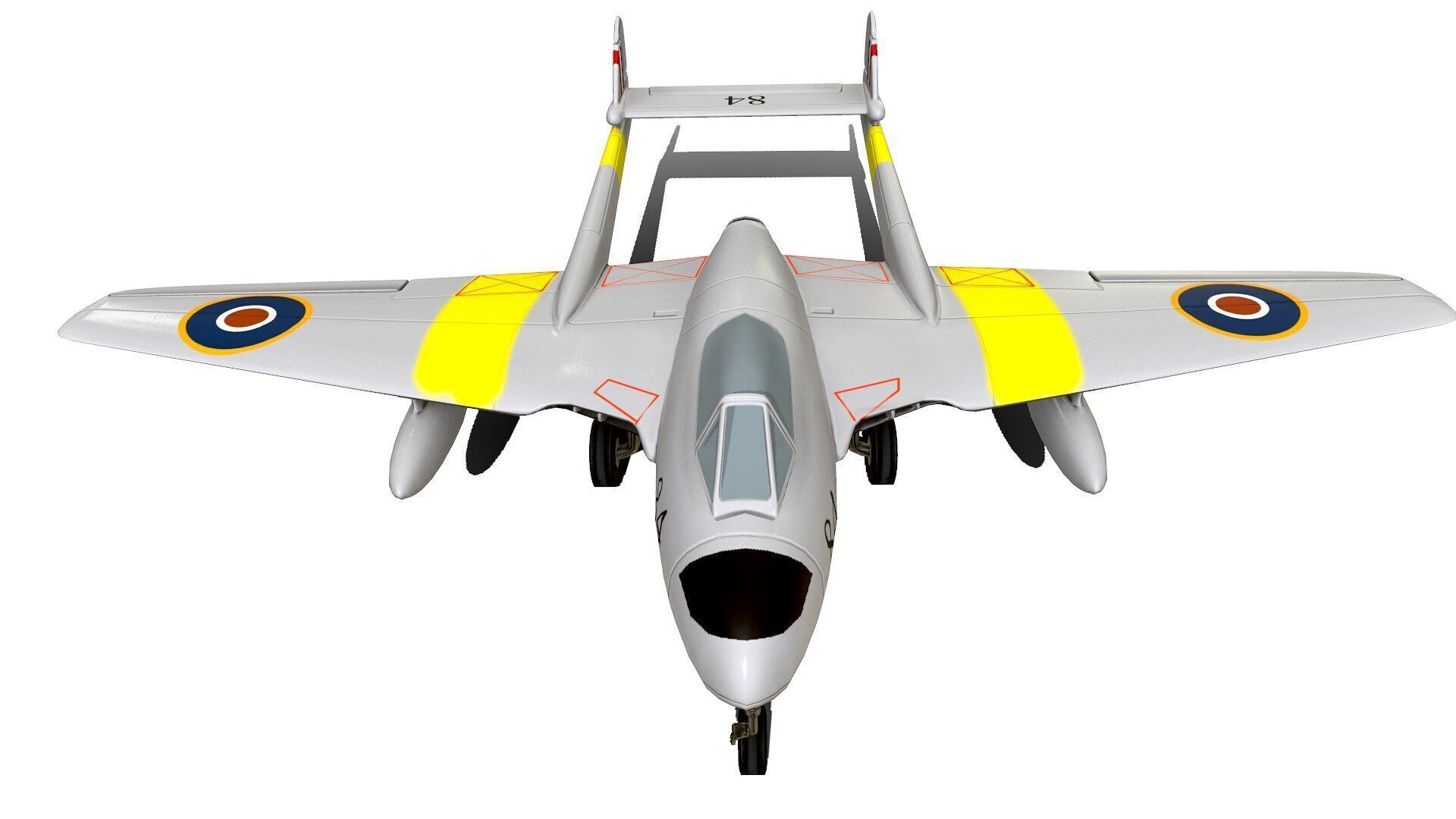 De Havilland Vampire British Fighter Jet Low-poly 3D model_15