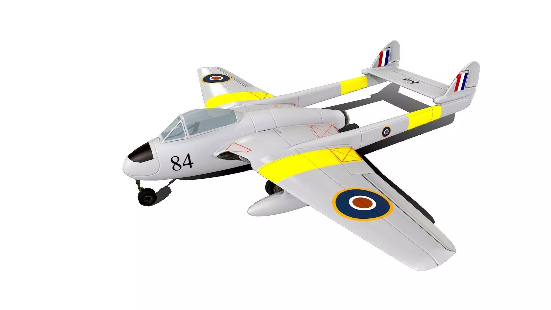 De Havilland Vampire British Fighter Jet Low-poly 3D model_0