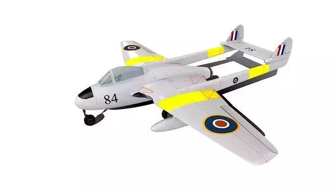 De Havilland Vampire British Fighter Jet Low-poly 3D model