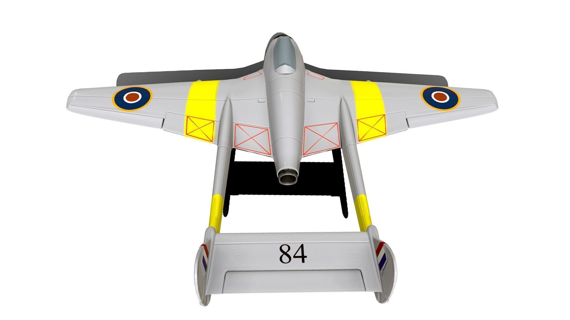 De Havilland Vampire British Fighter Jet Low-poly 3D model_7