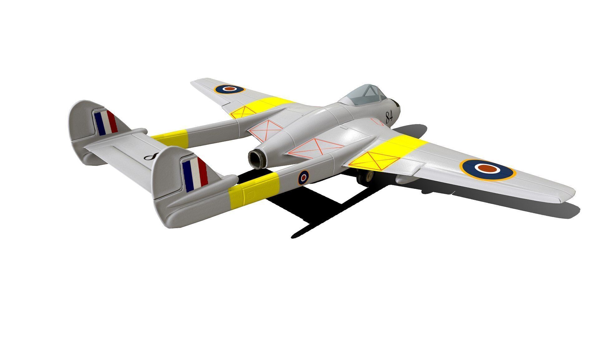 De Havilland Vampire British Fighter Jet Low-poly 3D model_8