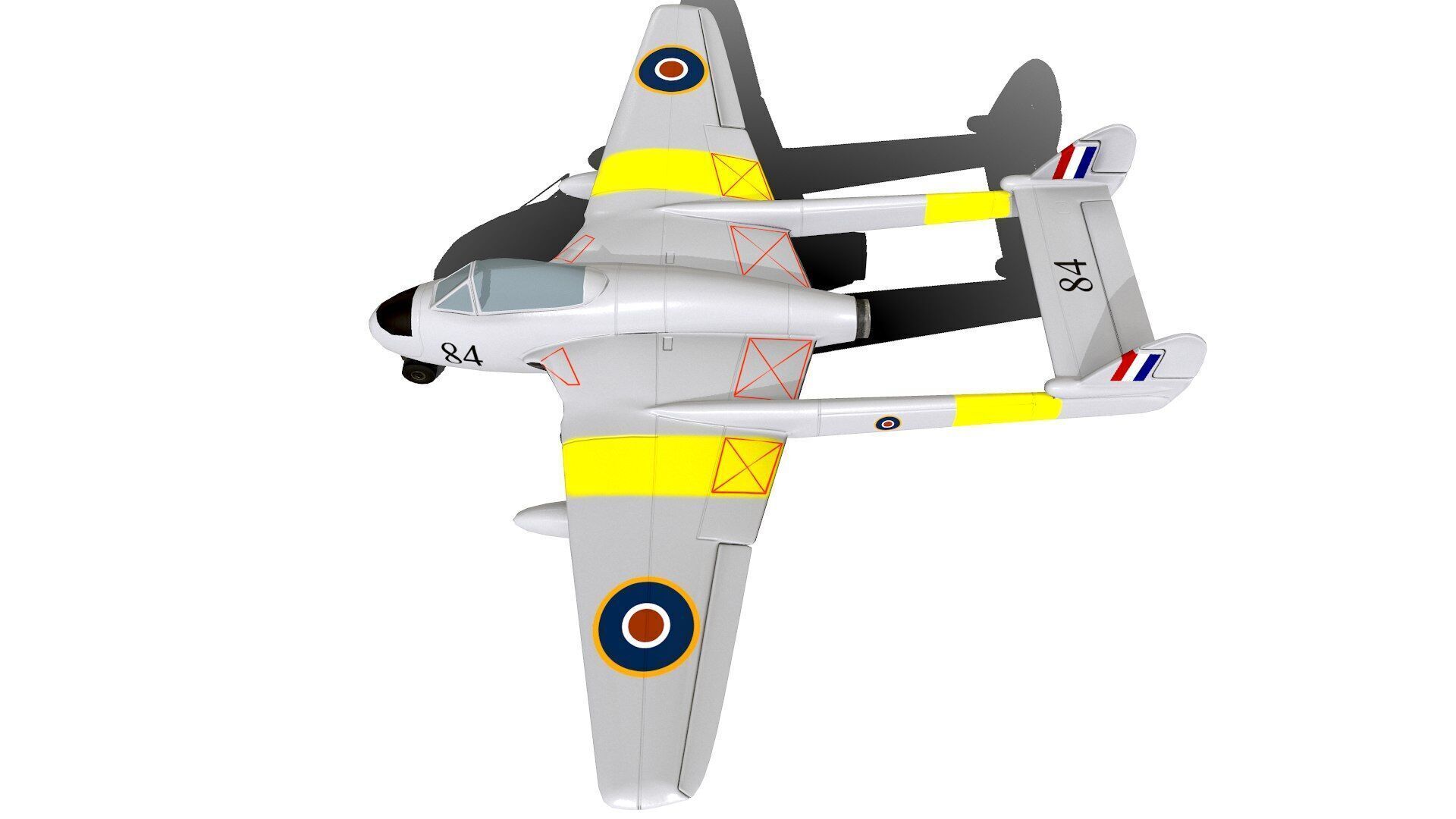 De Havilland Vampire British Fighter Jet Low-poly 3D model_3