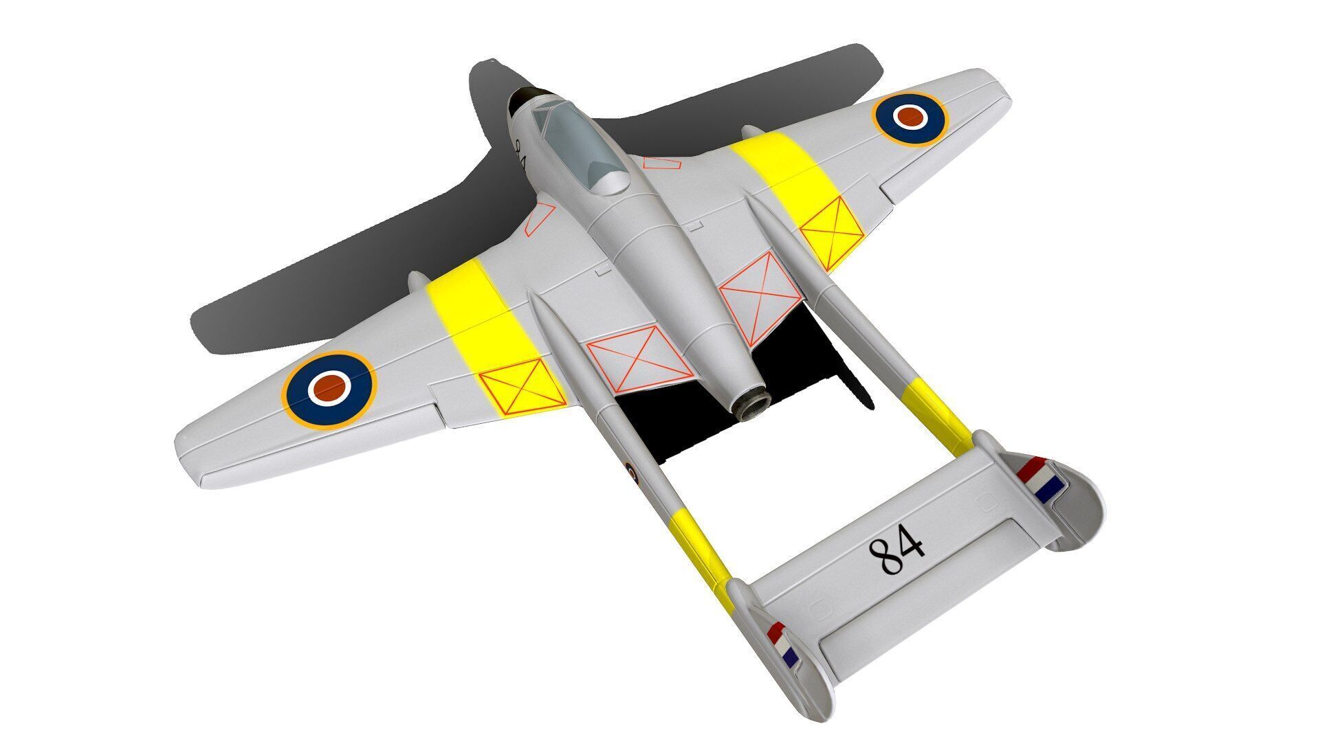 De Havilland Vampire British Fighter Jet Low-poly 3D model_5