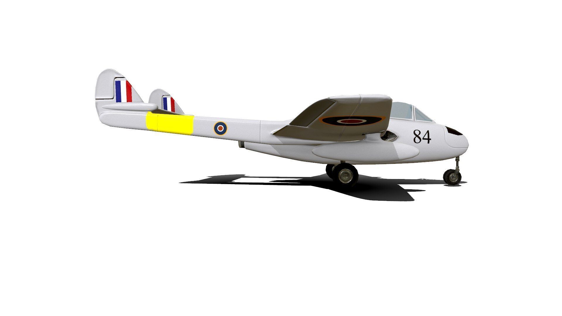 De Havilland Vampire British Fighter Jet Low-poly 3D model_10