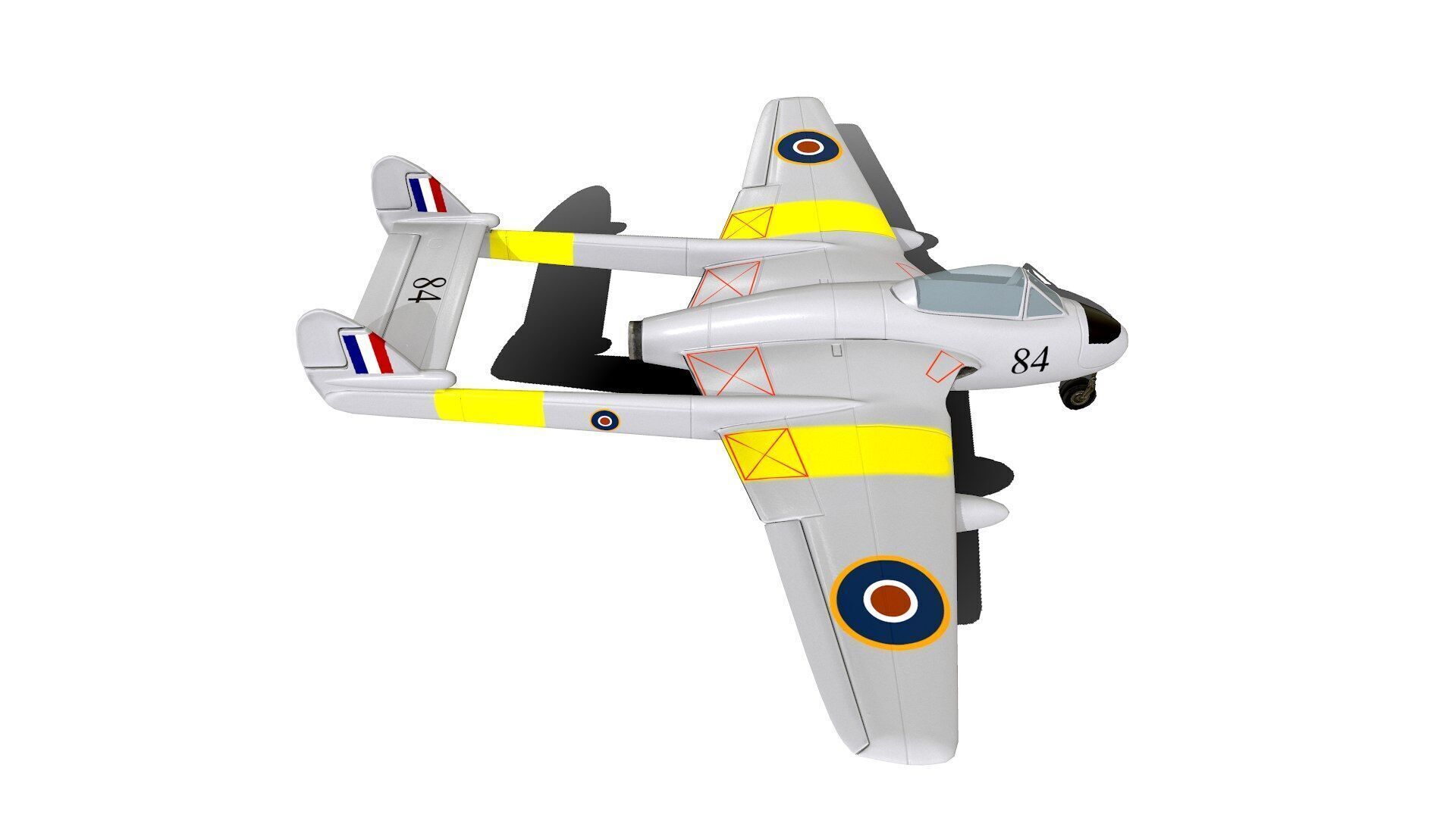 De Havilland Vampire British Fighter Jet Low-poly 3D model_11