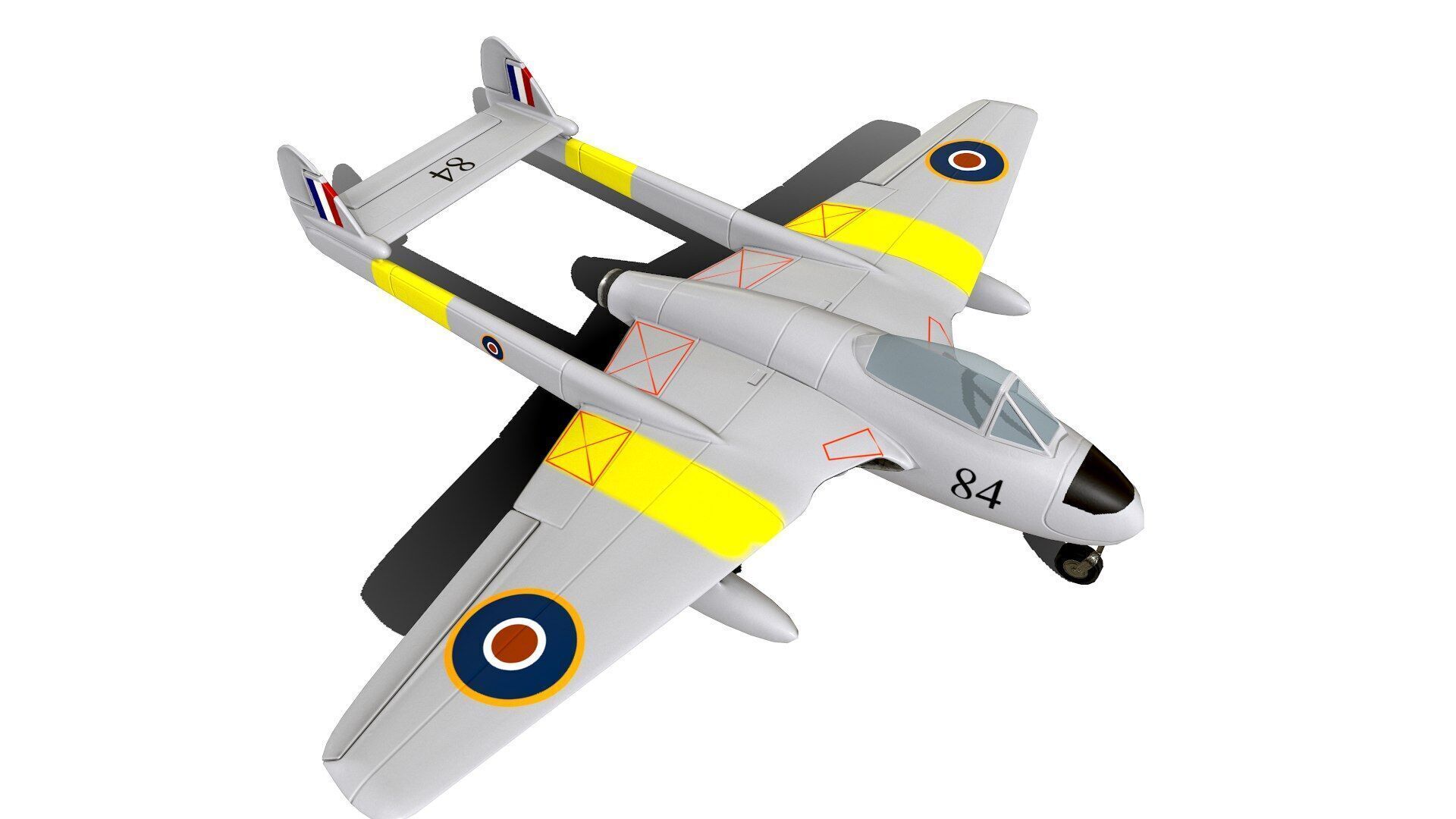 De Havilland Vampire British Fighter Jet Low-poly 3D model_13
