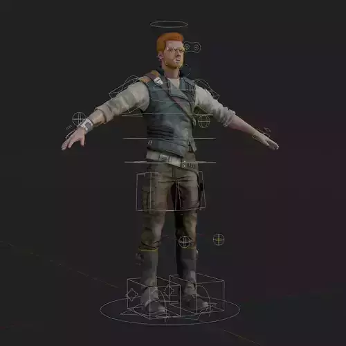 Cal Kestis Jedi Survivor 3D Model Rigged PBR Blender FBX OBJ Low-poly 3D model