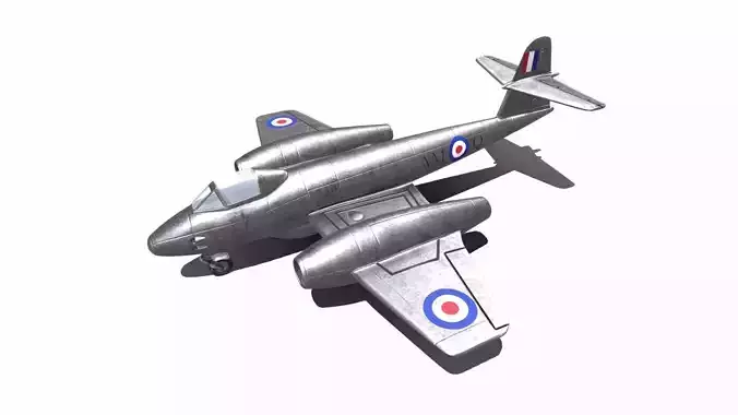 Gloster Meteor British Fighter Jet Low-poly 3D model