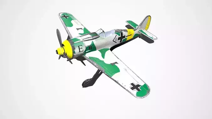 Focke-Wulf Fw 190 German WW1 Fighter Plane Low-poly 3D model