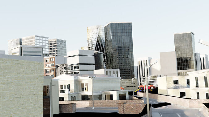 Low Poly City Map with 3 LODs - Game Ready Urban Environment Low-poly 3D model