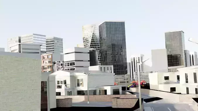 Low Poly City Map with 3 LODs - Game Ready Urban Environment