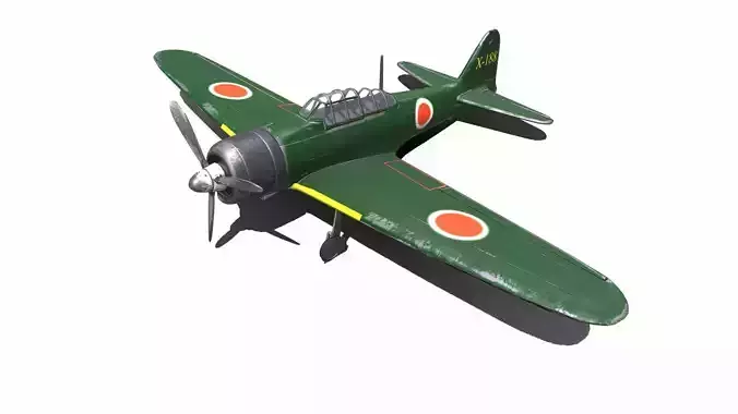 Mitsubishi A6M Zero WW2 Japan Fighter Plane Low-poly 3D model