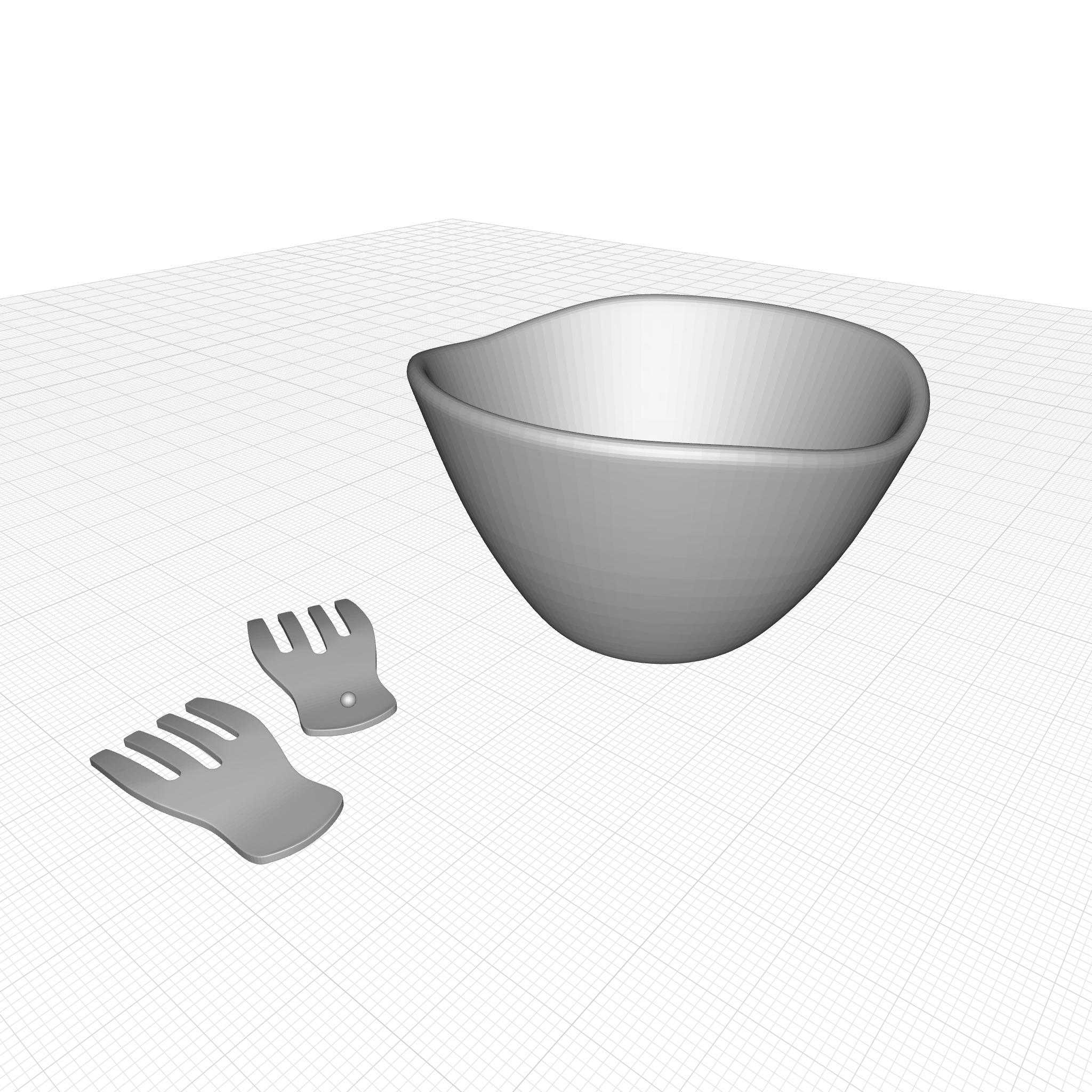 Davidenko Acacia Large Wave Salad Bowl  3D model_4