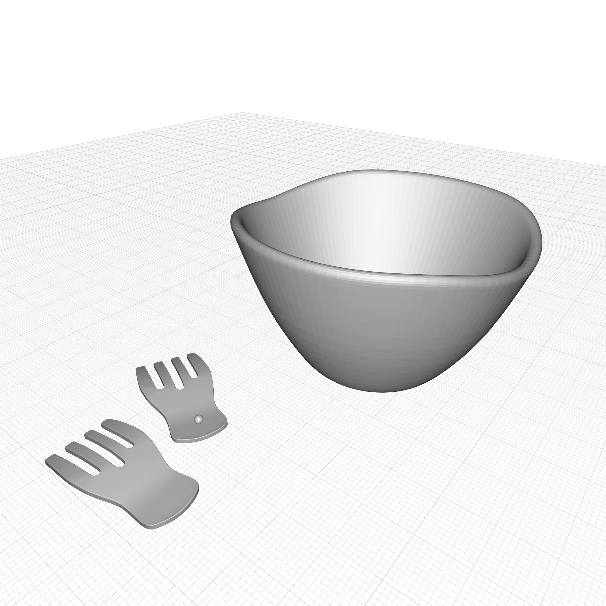 Davidenko Acacia Large Wave Salad Bowl  3D model_5