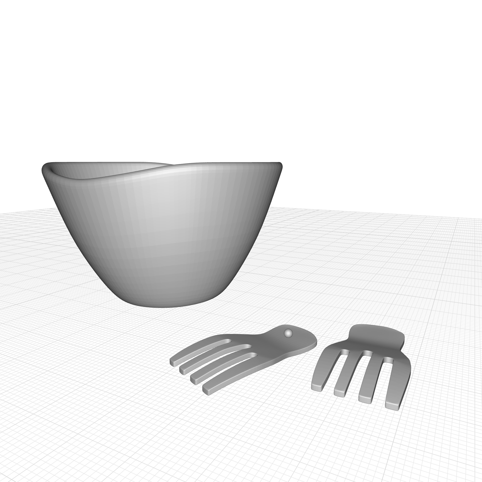 Davidenko Acacia Large Wave Salad Bowl  3D model_2