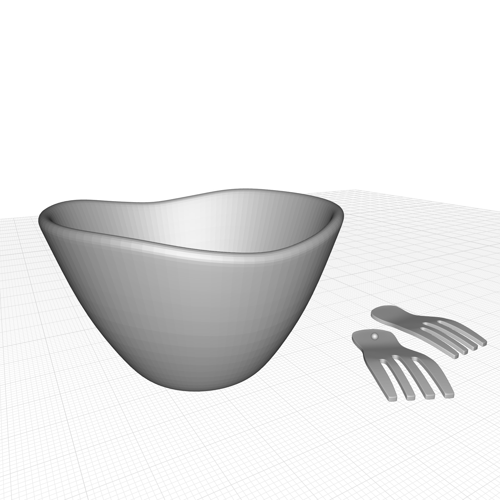 Davidenko Acacia Large Wave Salad Bowl  3D model_3