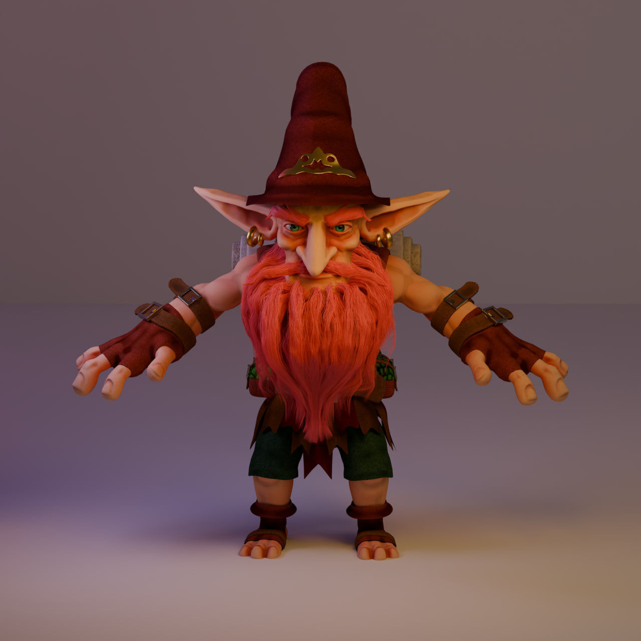 Stylized Goblin Wizard Game Ready 3D Character Low-poly 3D model_4
