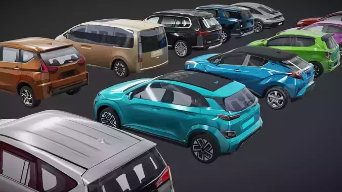 Lowpoly Car Pack - Customizable Color Low-poly 3D model