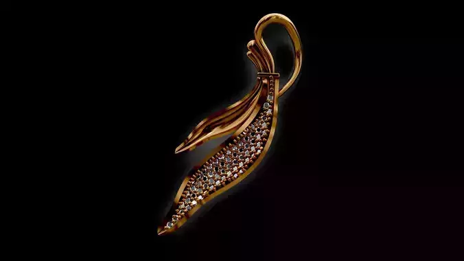 Leaf Pave pendant withTwisted Twig Bail